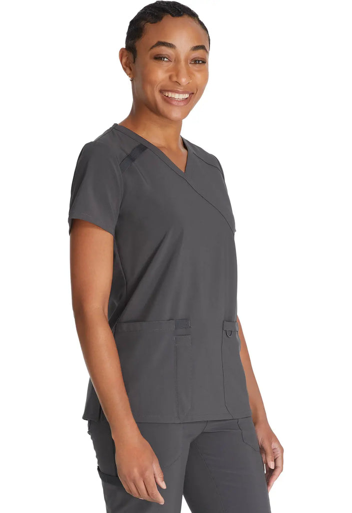 Dickies Scrubs Mock Wrap Top Pewter | scrub-supply.com