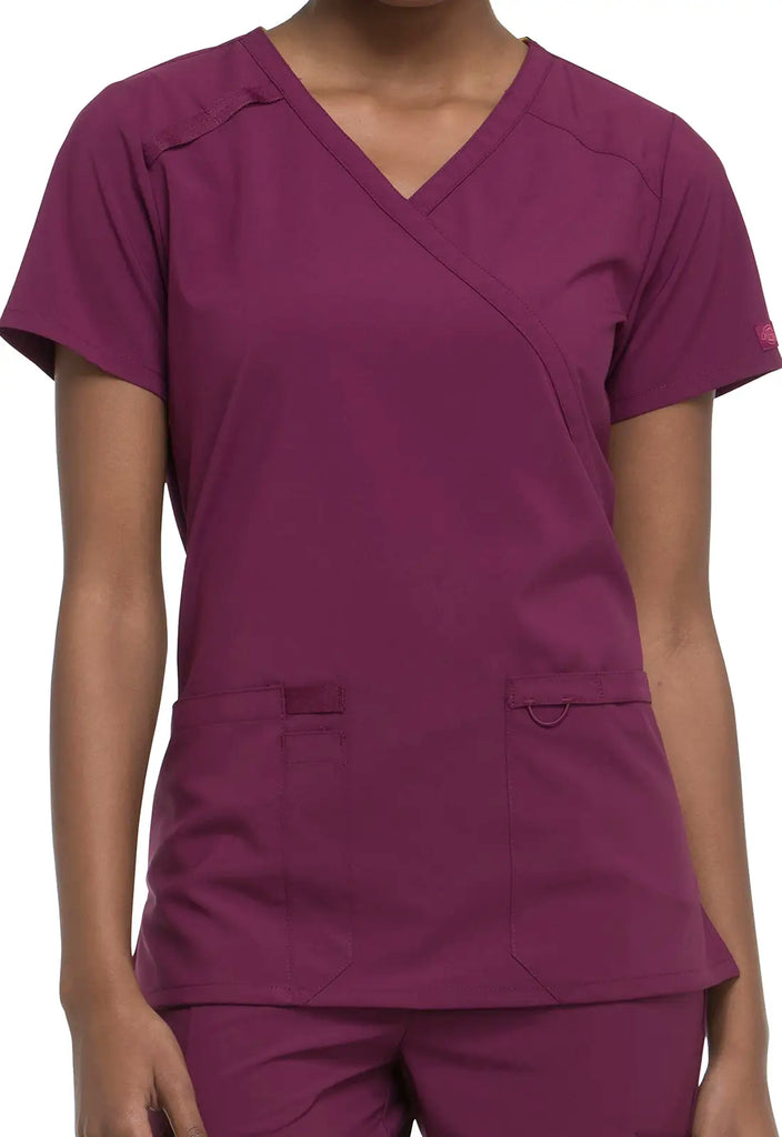 Dickies Scrubs Mock Wrap Top Wine | scrub-supply.com