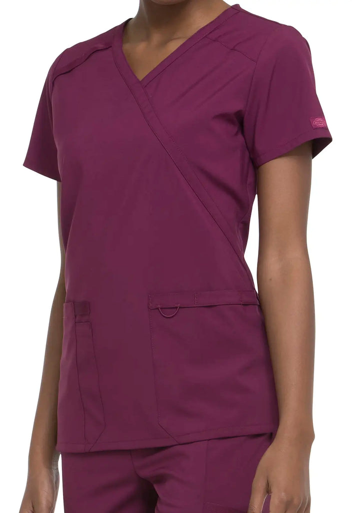 Dickies Scrubs Mock Wrap Top Wine | scrub-supply.com