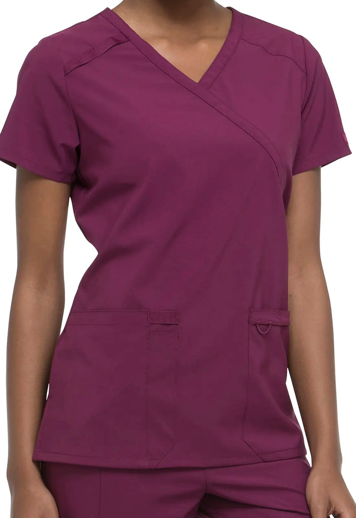 Dickies Scrubs Mock Wrap Top Wine | scrub-supply.com