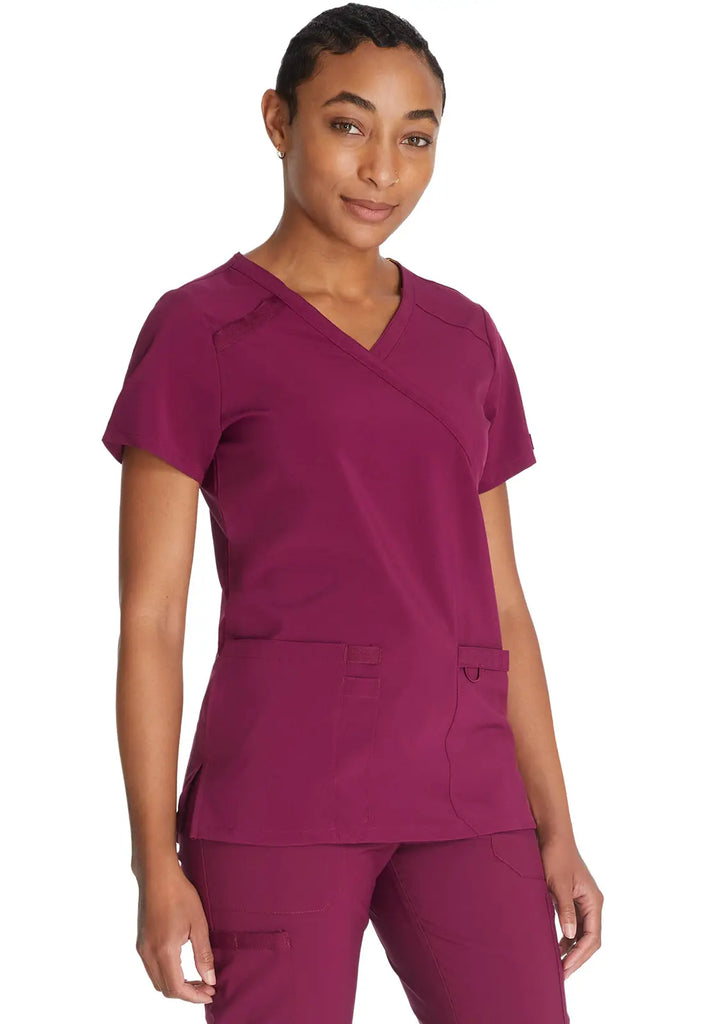 Dickies Scrubs Mock Wrap Top Wine | scrub-supply.com