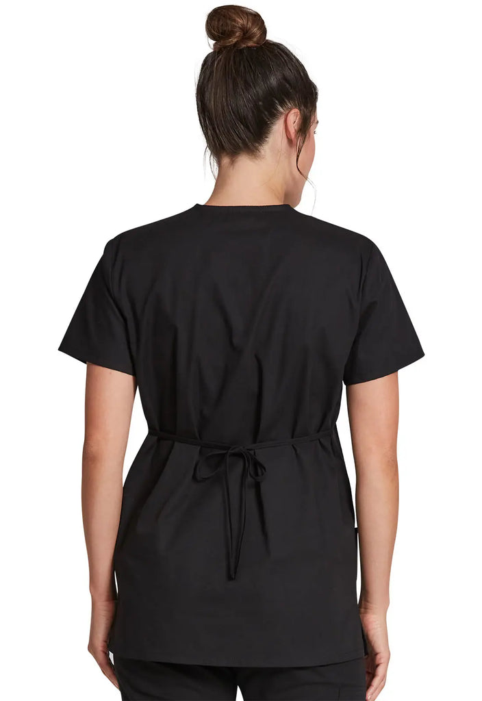 Dickies Scrubs Mock Wrap Tunic Black | scrub-supply.com