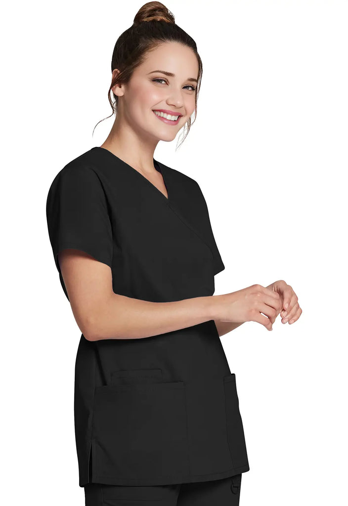 Dickies Scrubs Mock Wrap Tunic Black | scrub-supply.com