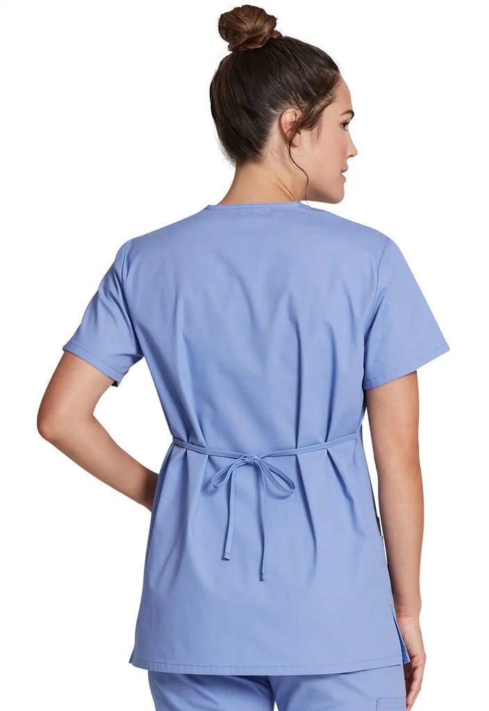 Dickies Scrubs Mock Wrap Tunic Ceil Blue | scrub-supply.com