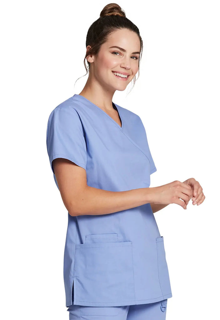 Dickies Scrubs Mock Wrap Tunic Ceil Blue | scrub-supply.com