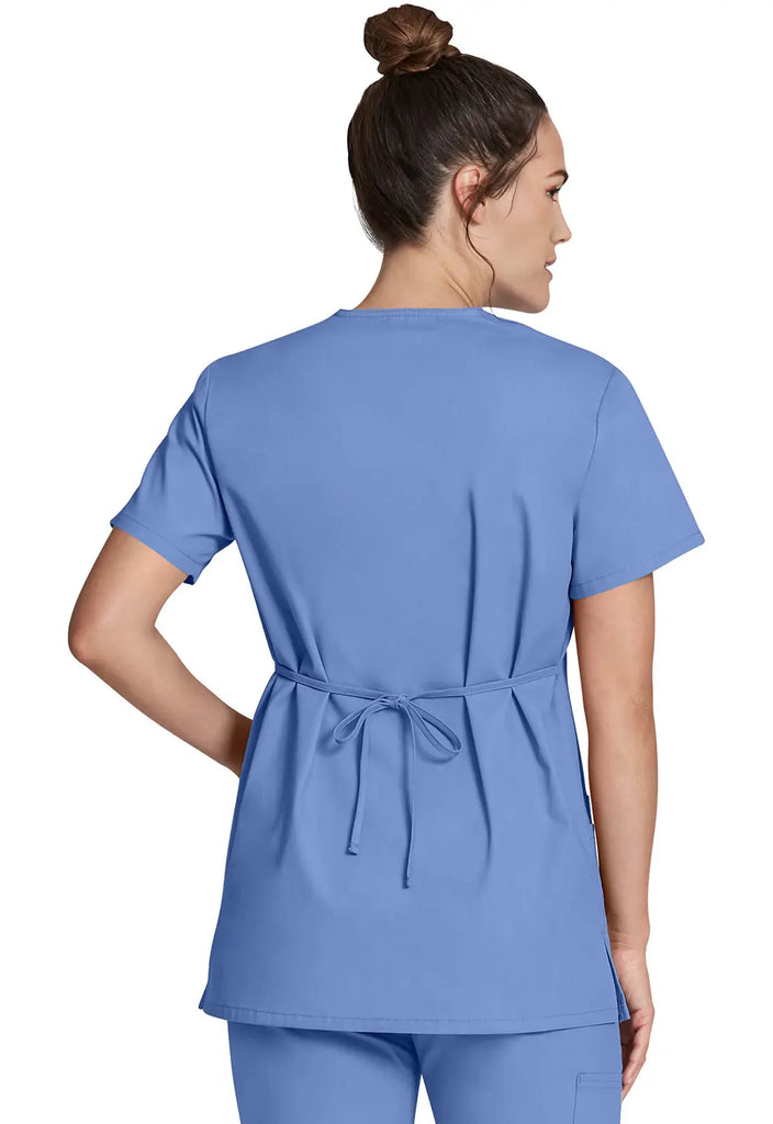 Dickies Scrubs Mock Wrap Tunic Ceil Blue | scrub-supply.com