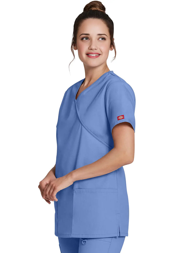 Dickies Scrubs Mock Wrap Tunic Ceil Blue | scrub-supply.com