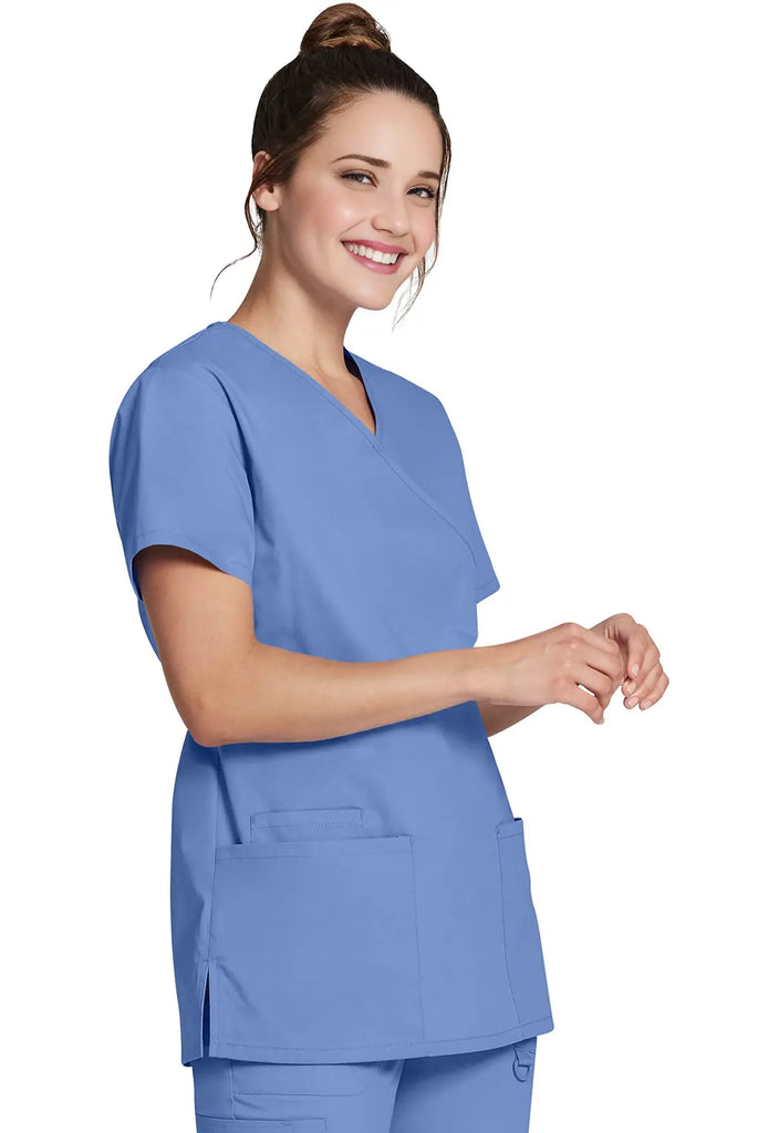 Dickies Scrubs Mock Wrap Tunic Ceil Blue | scrub-supply.com