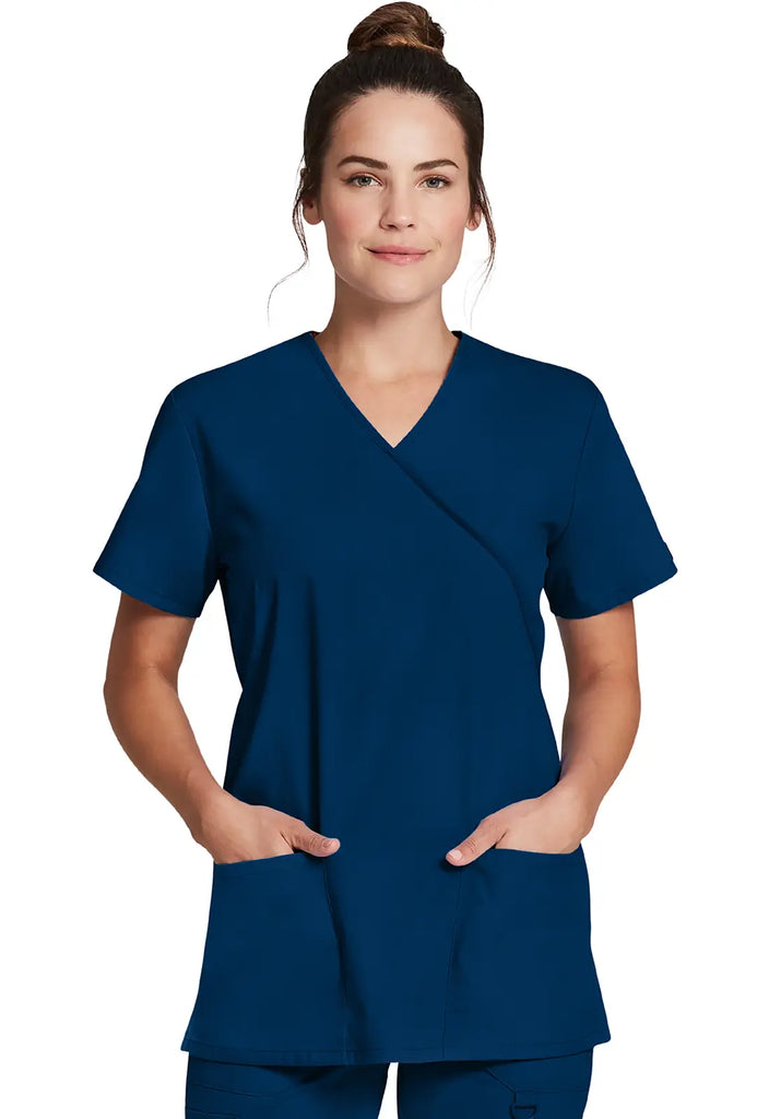 Dickies Scrubs Mock Wrap Tunic Navy | scrub-supply.com