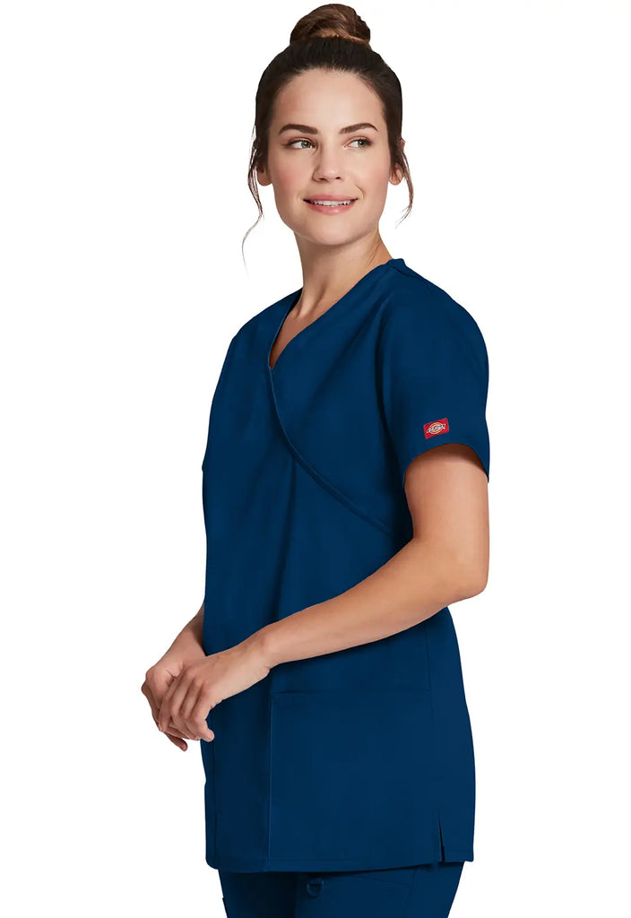 Dickies Scrubs Mock Wrap Tunic Navy | scrub-supply.com