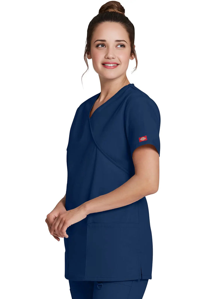 Dickies Scrubs Mock Wrap Tunic Navy | scrub-supply.com