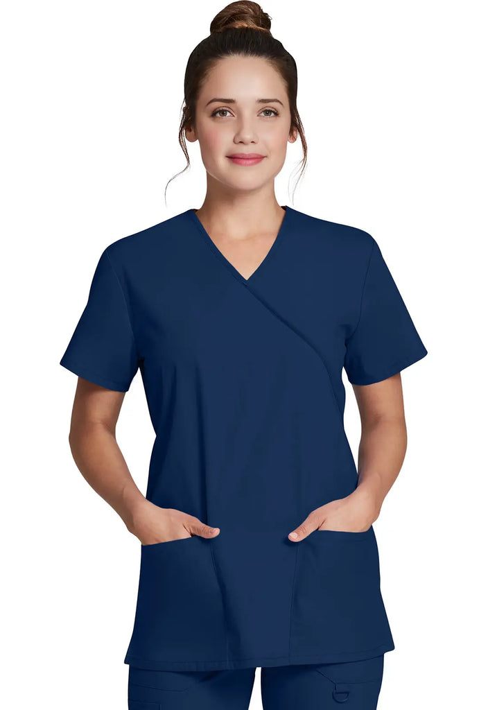 Dickies Scrubs Mock Wrap Tunic Navy | scrub-supply.com