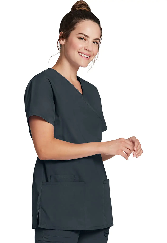 Dickies Scrubs Mock Wrap Tunic Pewter | scrub-supply.com