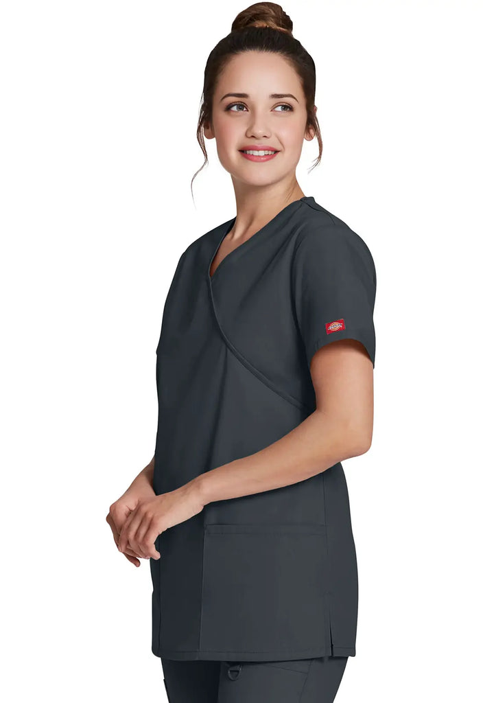 Dickies Scrubs Mock Wrap Tunic Pewter | scrub-supply.com