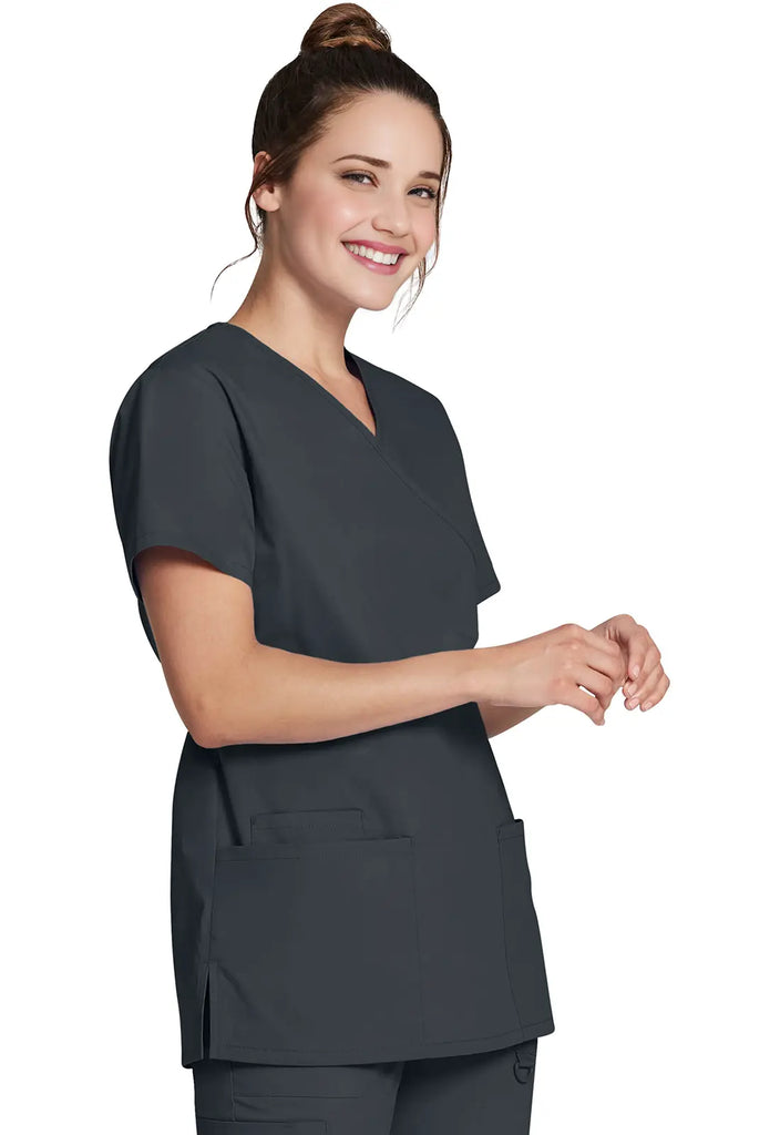 Dickies Scrubs Mock Wrap Tunic Pewter | scrub-supply.com