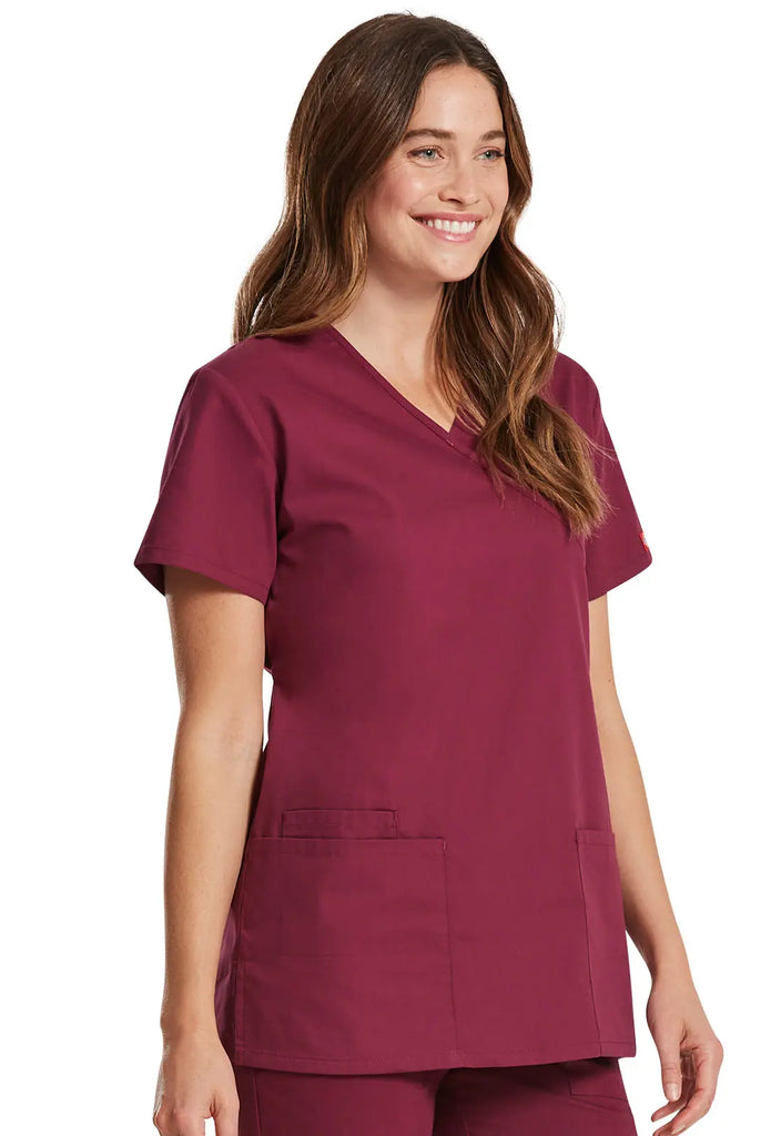 Dickies Scrubs Mock Wrap Tunic Wine | scrub-supply.com