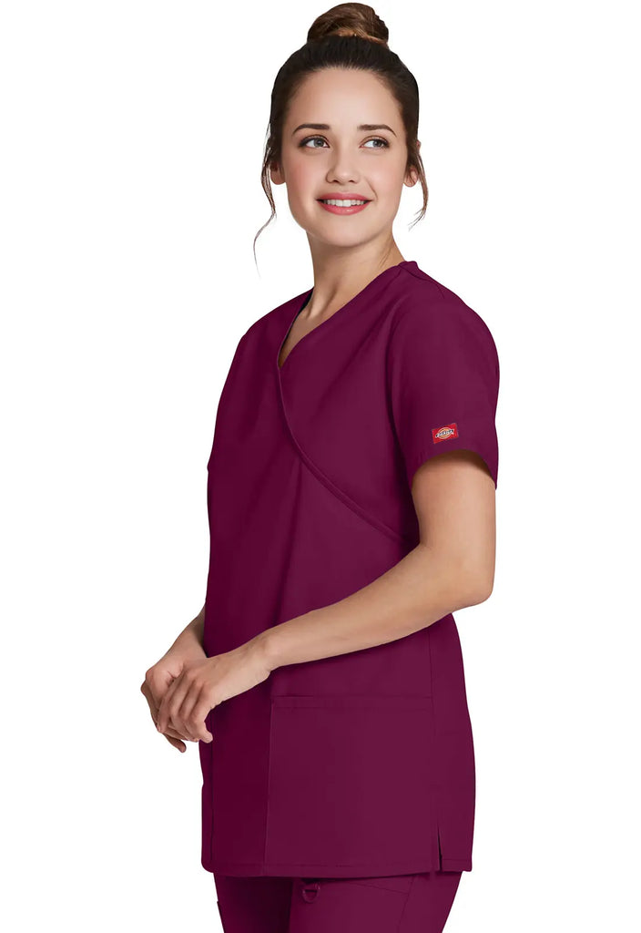 Dickies Scrubs Mock Wrap Tunic Wine | scrub-supply.com