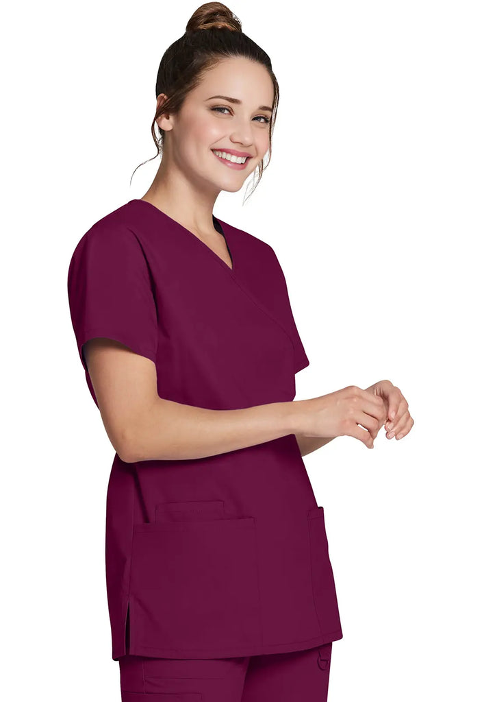 Dickies Scrubs Mock Wrap Tunic Wine | scrub-supply.com