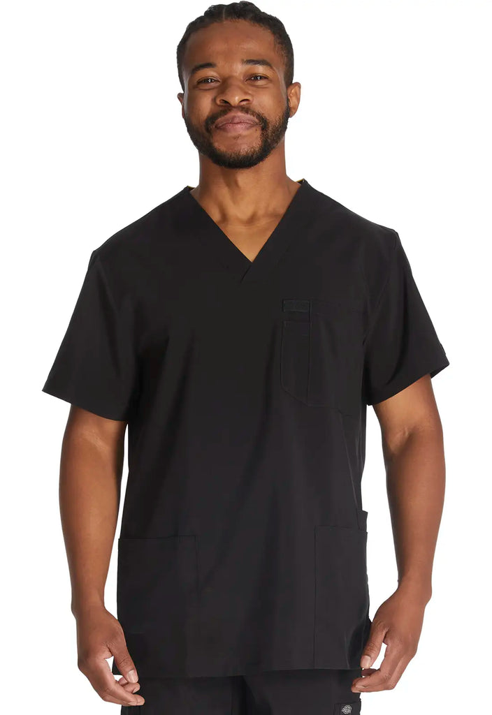 Dickies Scrubs 5-Pocket Men's V-Neck Top Black | scrub-supply.com