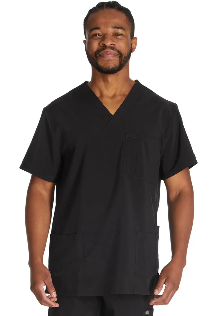 Dickies Scrubs 5-Pocket Men's V-Neck Top Black | scrub-supply.com