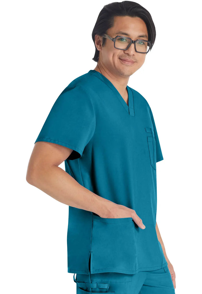 Dickies Scrubs 5-Pocket Men's V-Neck Top Caribbean Blue | scrub-supply.com