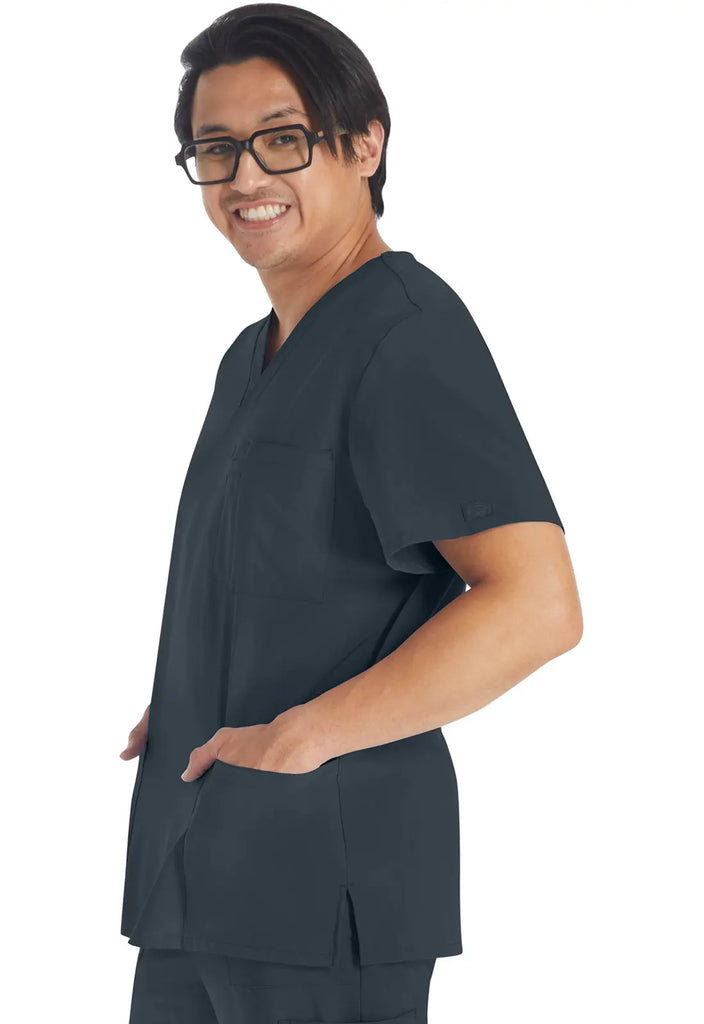 Dickies Scrubs 5-Pocket Men's V-Neck Top Pewter | scrub-supply.com