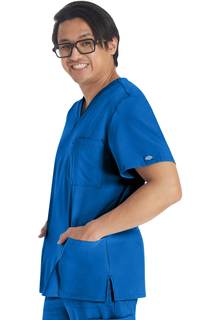 Dickies Scrubs 5-Pocket Men's V-Neck Top Royal Blue | scrub-supply.com