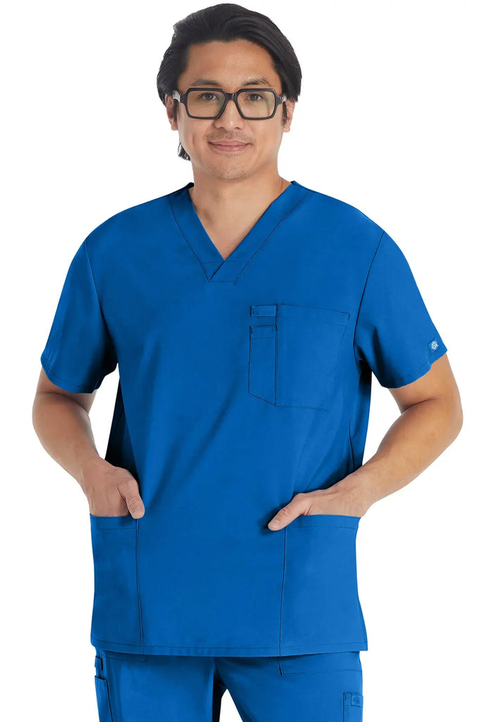 Dickies Scrubs 5-Pocket Men's V-Neck Top Royal Blue | scrub-supply.com