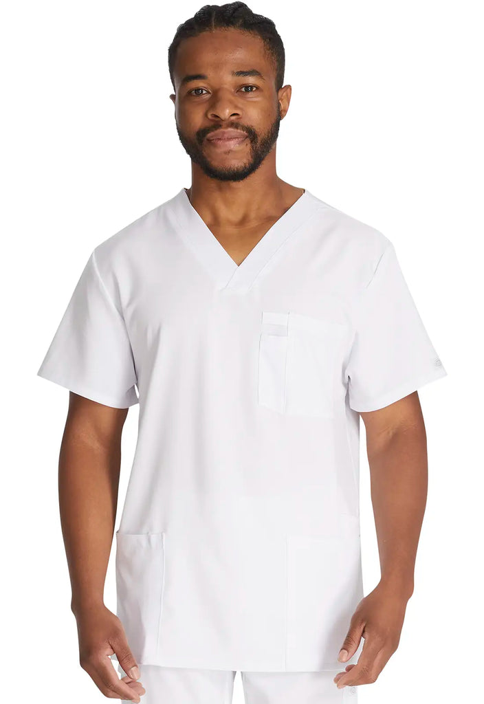 Dickies Scrubs 5-Pocket Men's V-Neck Top White | scrub-supply.com