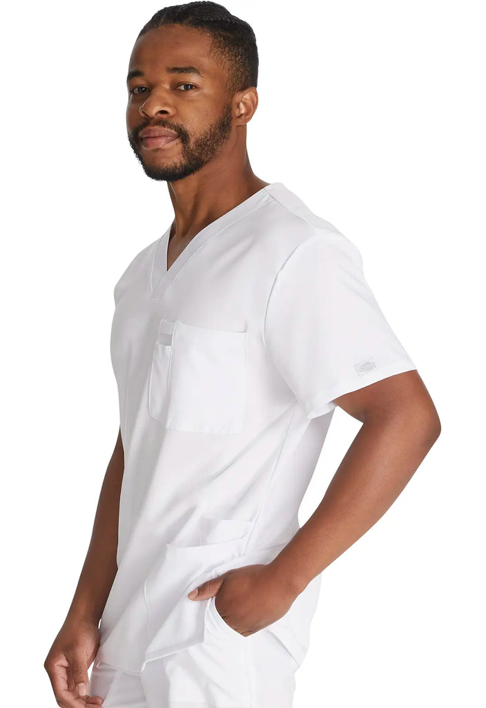 Dickies Scrubs 5-Pocket Men's V-Neck Top White | scrub-supply.com