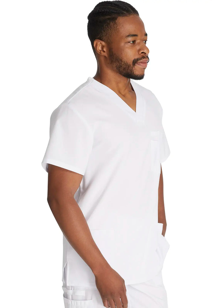 Dickies Scrubs 5-Pocket Men's V-Neck Top White | scrub-supply.com