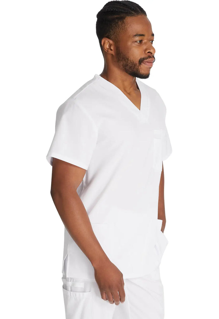 Dickies Scrubs 5-Pocket Men's V-Neck Top White | scrub-supply.com