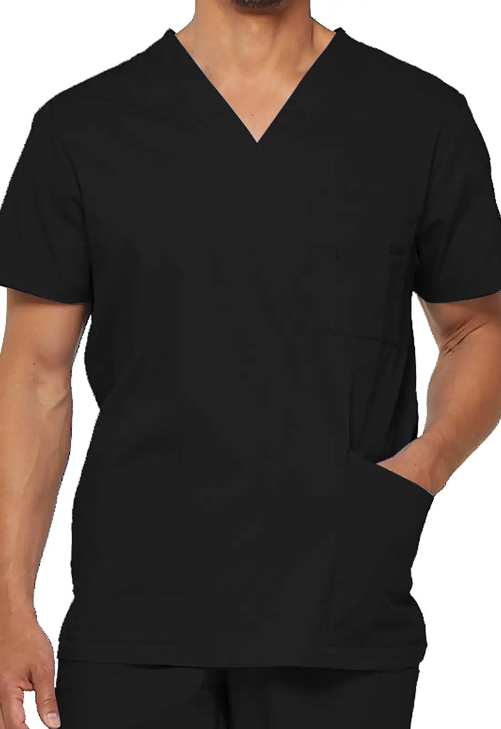 Dickies Scrubs Essentials Men's V-Neck Top Black | scrub-supply.com