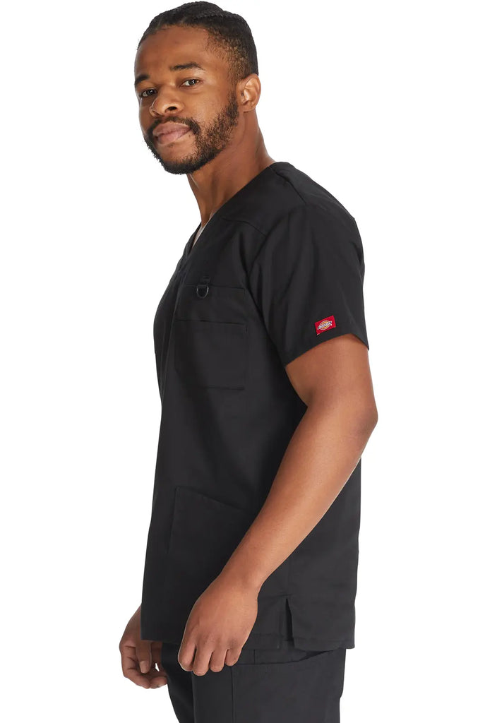 Dickies Scrubs Essentials Men's V-Neck Top Black | scrub-supply.com