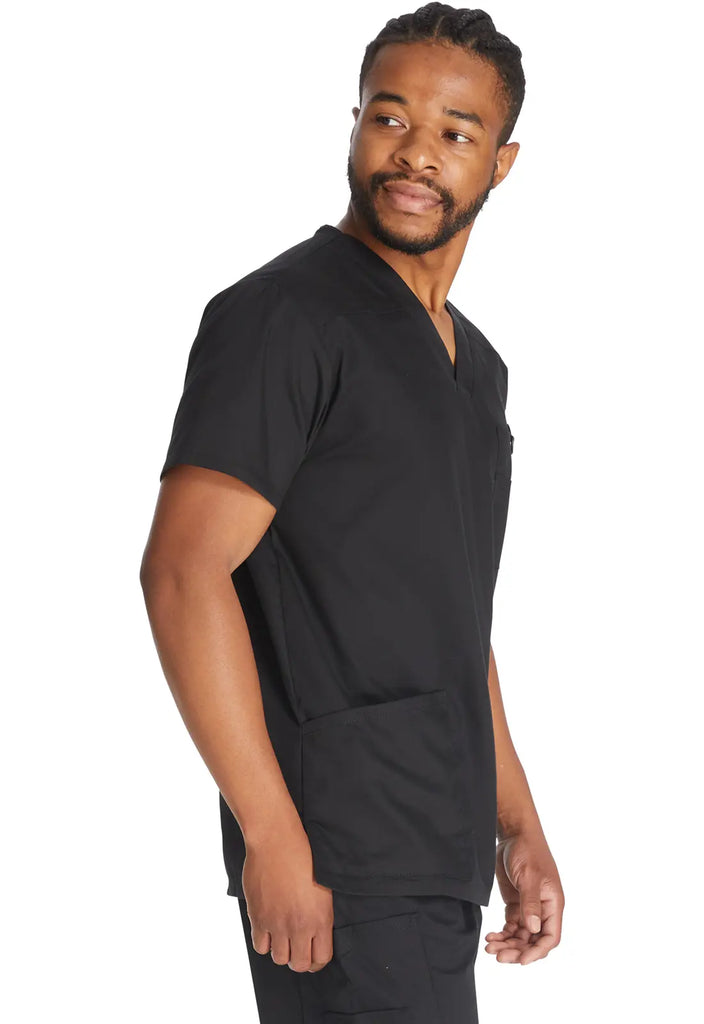 Dickies Scrubs Essentials Men's V-Neck Top Black | scrub-supply.com