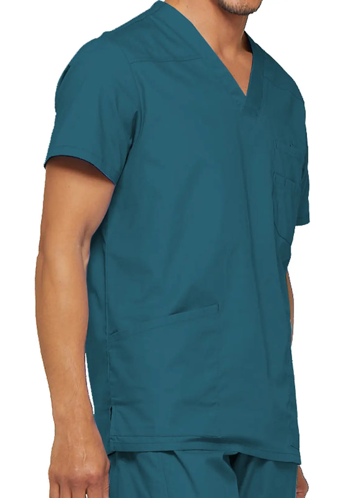 Dickies Scrubs Essentials Men's V-Neck Top Caribbean Blue | scrub-supply.com