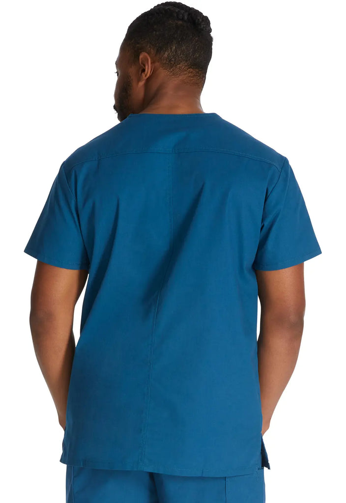 Dickies Scrubs Essentials Men's V-Neck Top Caribbean Blue | scrub-supply.com