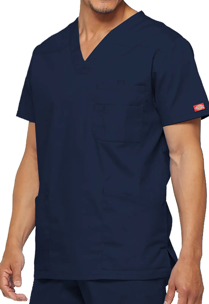 Dickies Scrubs Essentials Men's V-Neck Top Navy | scrub-supply.com