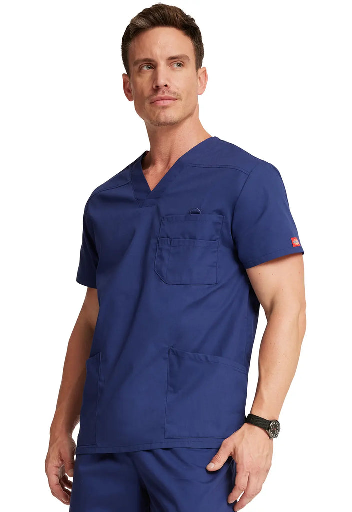 Dickies Scrubs Essentials Men's V-Neck Top Navy | scrub-supply.com