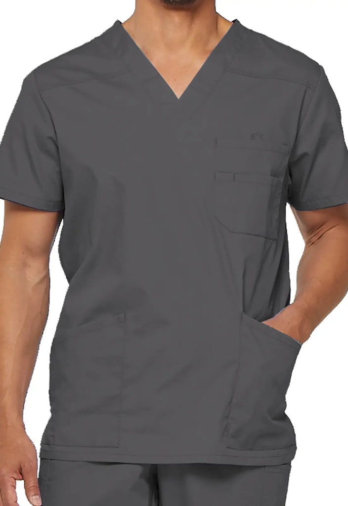 Dickies Scrubs Essentials Men's V-Neck Top Pewter | scrub-supply.com