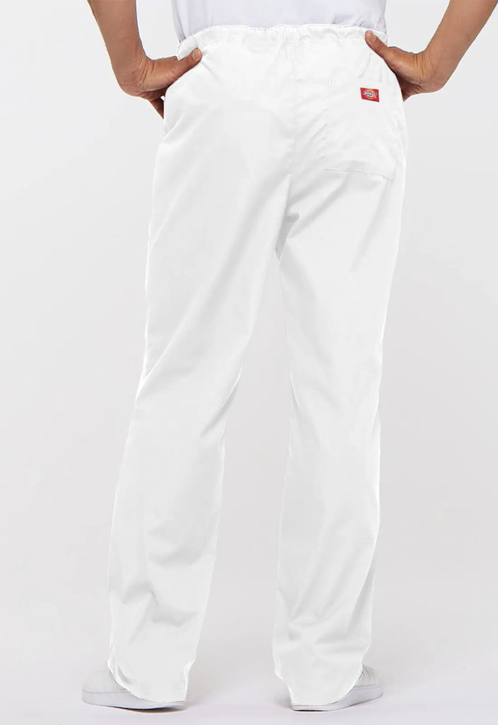 Dickies Scrubs Unisex Drawstring Pant White | scrub-supply.com