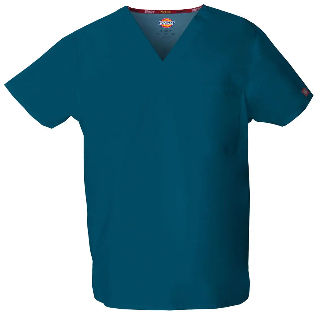 Dickies Scrubs Unisex Tuckable V-Neck Top Caribbean Blue | scrub-supply.com