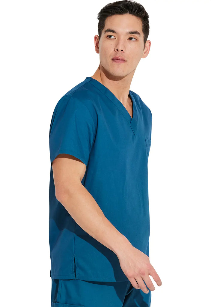 Dickies Scrubs Unisex Tuckable V-Neck Top Caribbean Blue | scrub-supply.com