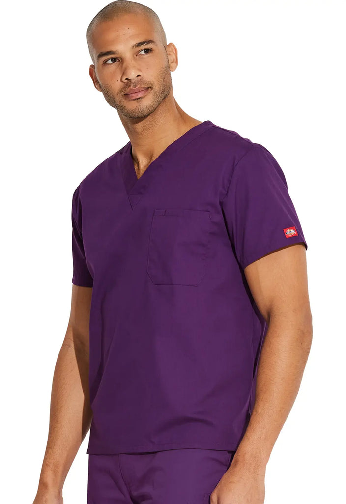 Dickies Scrubs Unisex Tuckable V-Neck Top Eggplant | scrub-supply.com