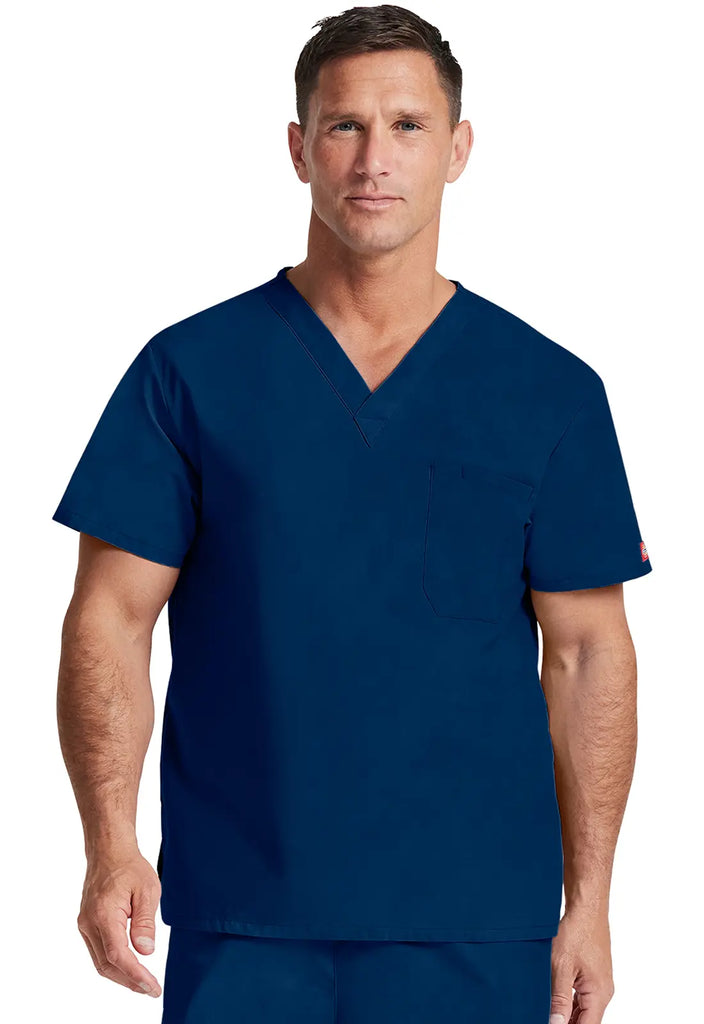 Dickies Scrubs Unisex Tuckable V-Neck Top Navy | scrub-supply.com