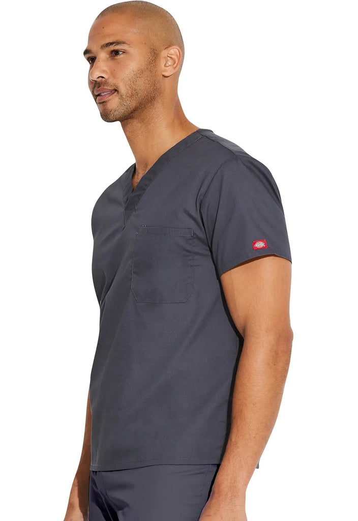 Dickies Scrubs Unisex Tuckable V-Neck Top Pewter | scrub-supply.com