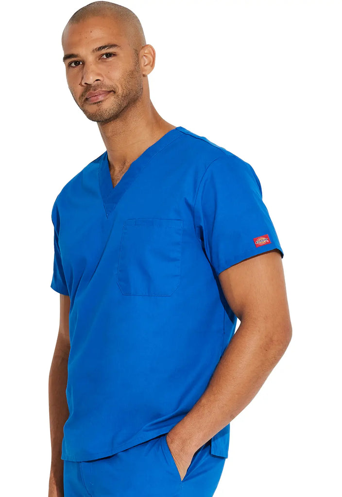 Dickies Scrubs Unisex Tuckable V-Neck Top Royal Blue | scrub-supply.com