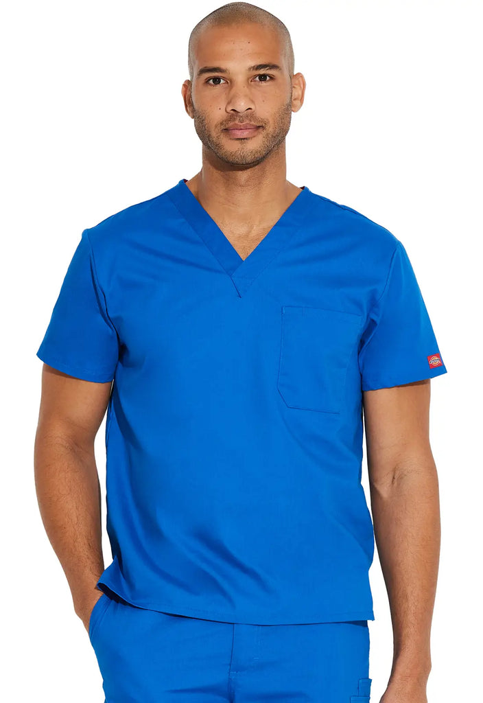 Dickies Scrubs Unisex Tuckable V-Neck Top Royal Blue | scrub-supply.com