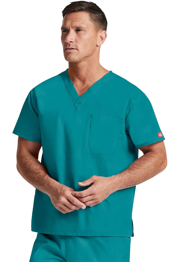 Dickies Scrubs Unisex Tuckable V-Neck Top Teal | scrub-supply.com