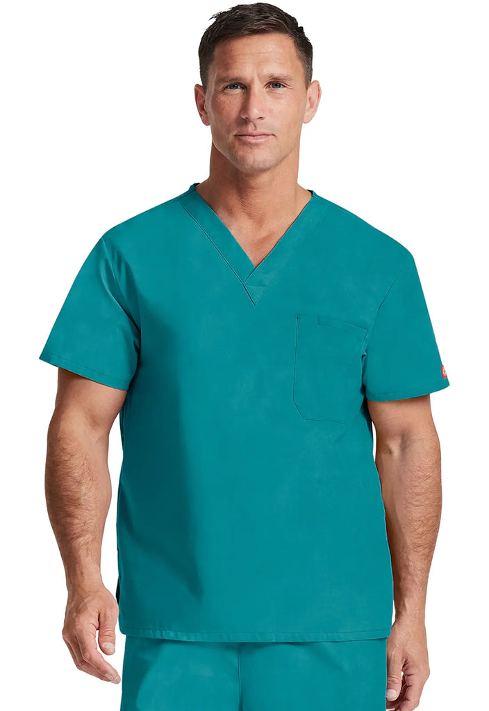 Dickies Scrubs Unisex Tuckable V-Neck Top Teal | scrub-supply.com